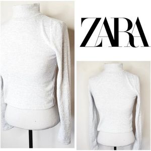 ZARA Copped Grey Lightweight Turtleneck